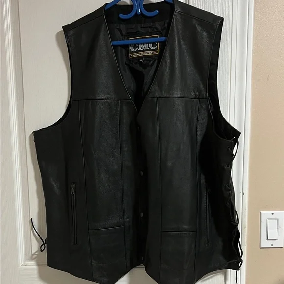 CMC Black Leather Vest with Side Laces - Picture 2 of 16